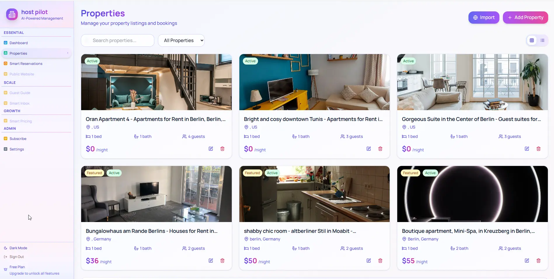 Properties with real data powering HostGPT