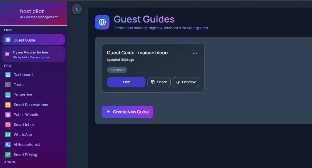 GuestGPT AI virtual concierge embedded in a digital guest guide for short-term rentals
